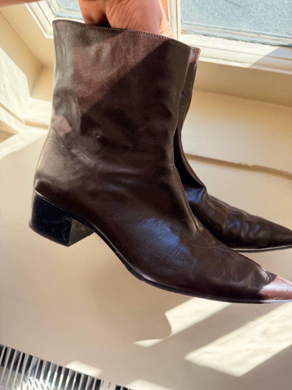 Khaite Andee crinkle leather boot - dark brown